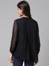 Black Dobby Chiffon Solid Empire Top